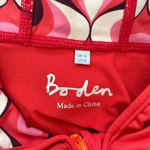 Boden Athletic Jacket Red With Geometric Print on the Side Size 8 - Picture 7 of 8